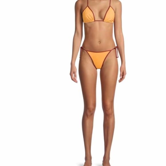 WeWoreWhat Other - Weworewhat Orange Bikini Top with Brown outline Spaghetti Strap Size M